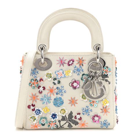 Lady Dior Micro Bag Multicolor Satin Embroidered with Mirrors 